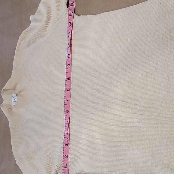 TSE Size S Cream Colored Cashmere & Silk Mock Neck Long Sleeve Knit Top/Sweater - Picture 5 of 12